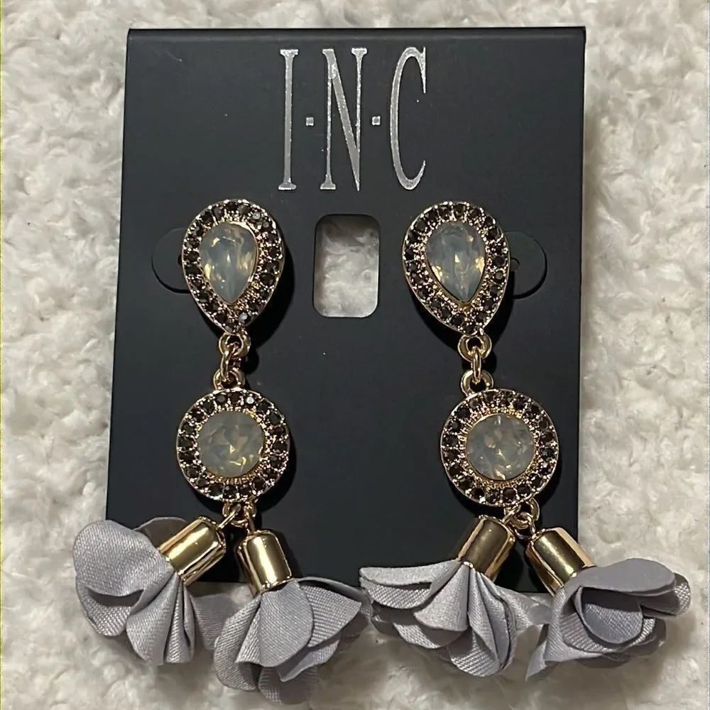INC Gold-Tone Crystal Petal Double Drop Earrings